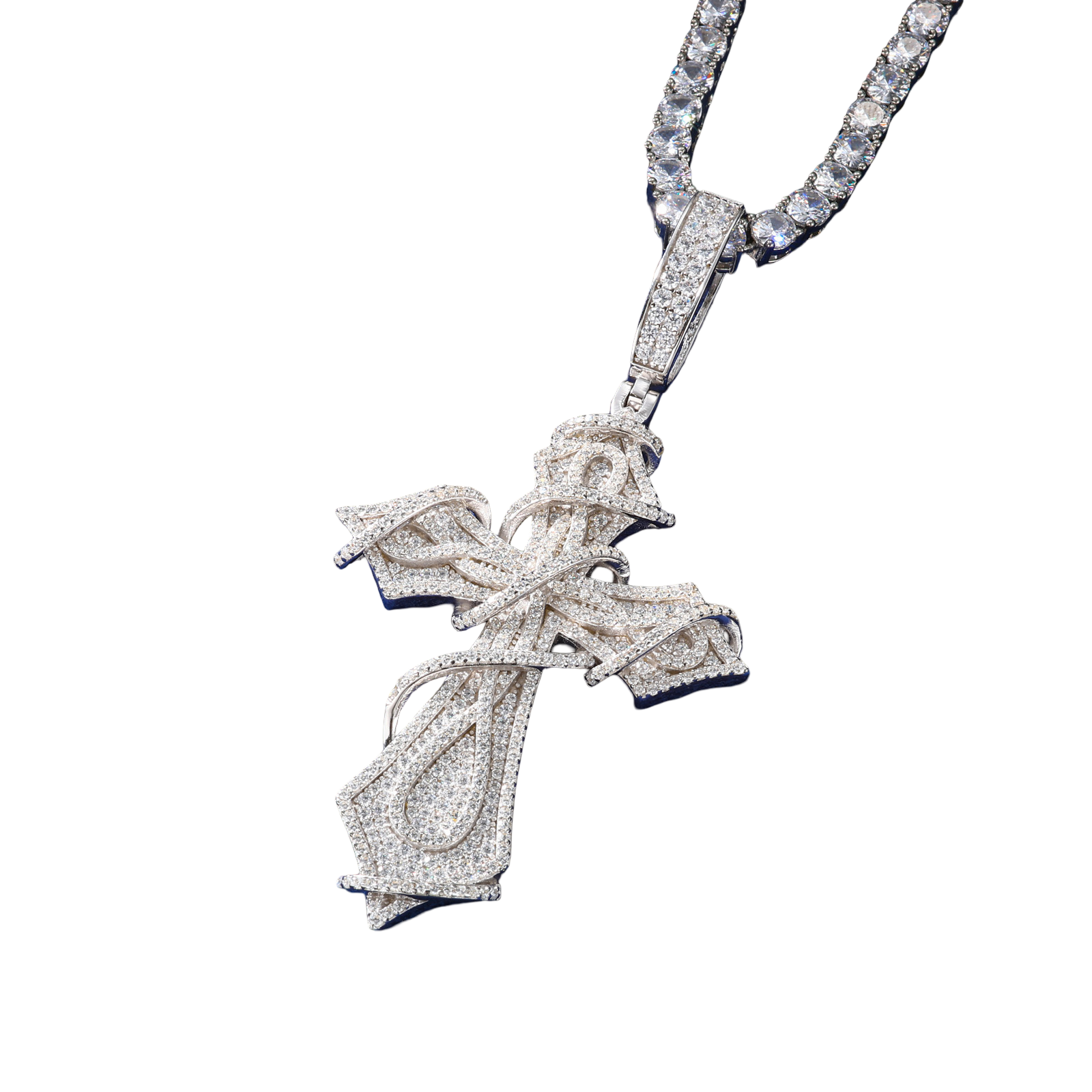 VVS RIBBON CROSS PENDANT