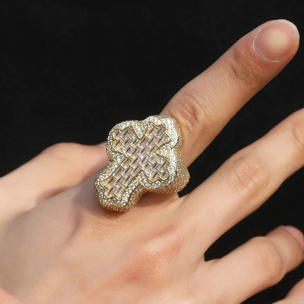 ICED CROSS RING