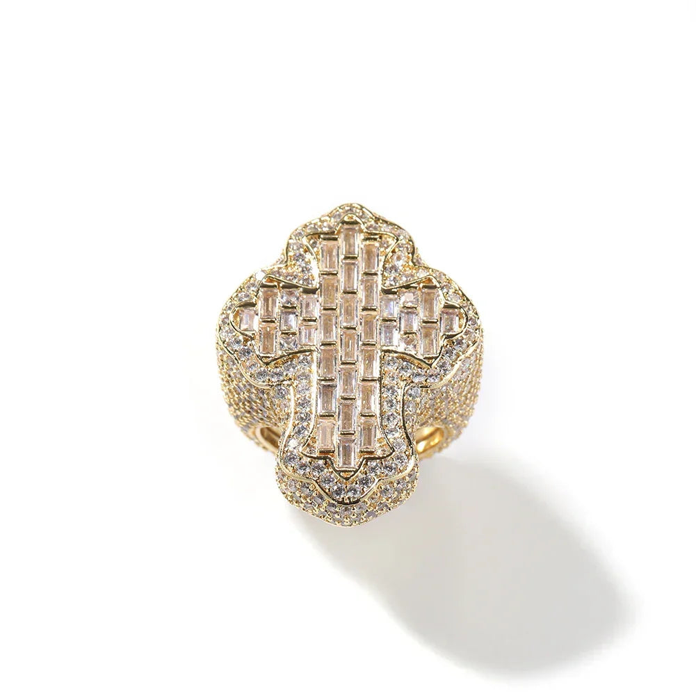ICED CROSS RING