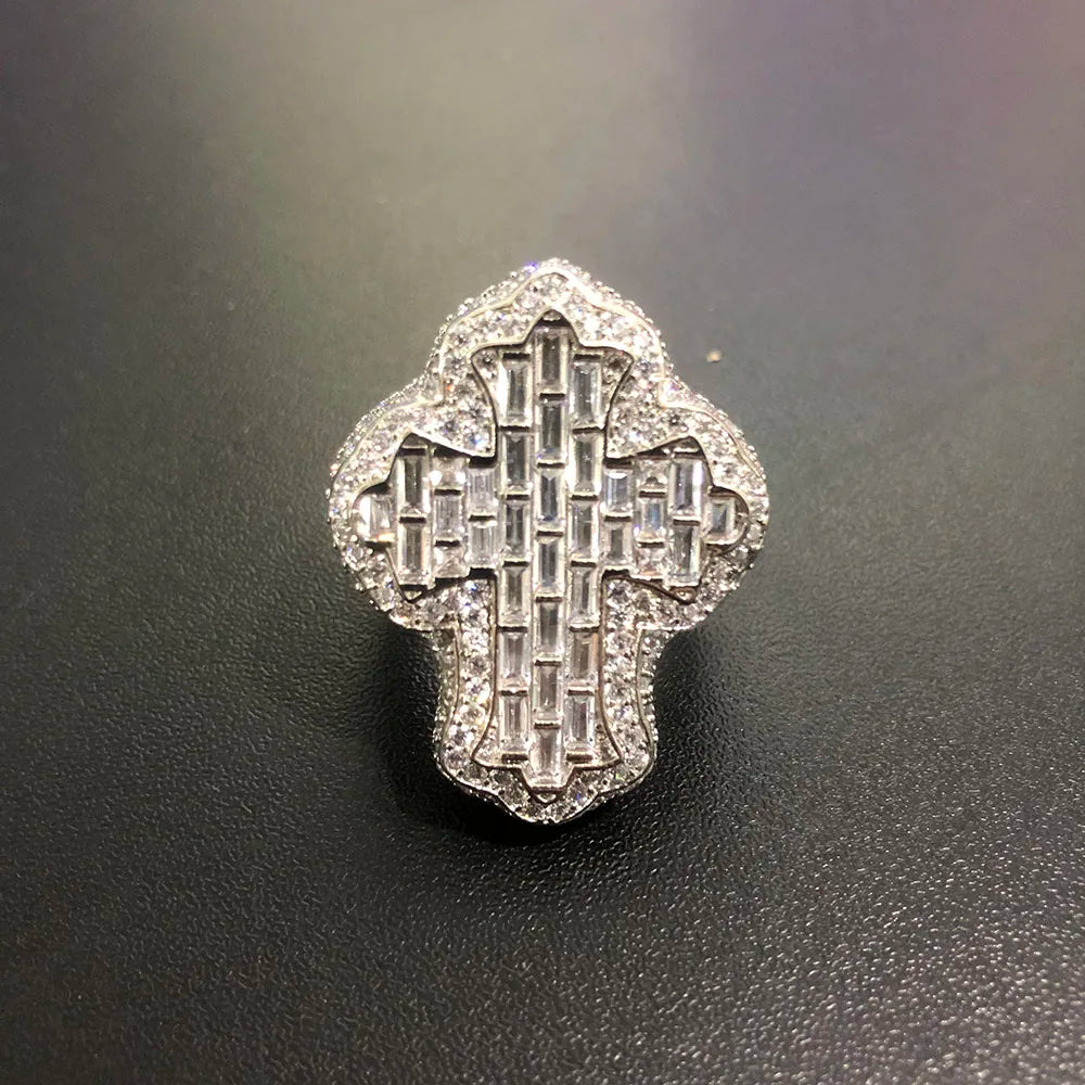 ICED CROSS RING