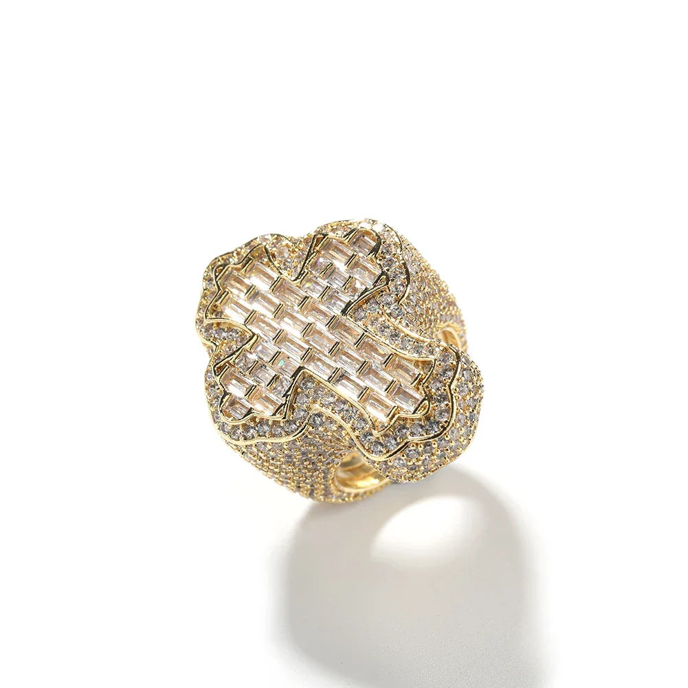 ICED CROSS RING