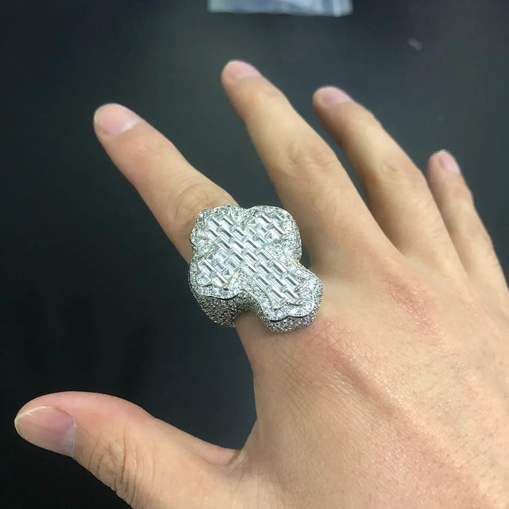 ICED CROSS RING