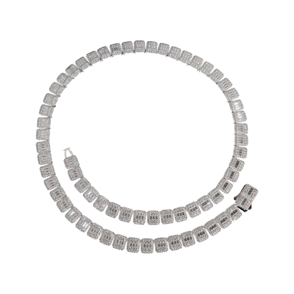 HALO BAGUETTE NECKLACE