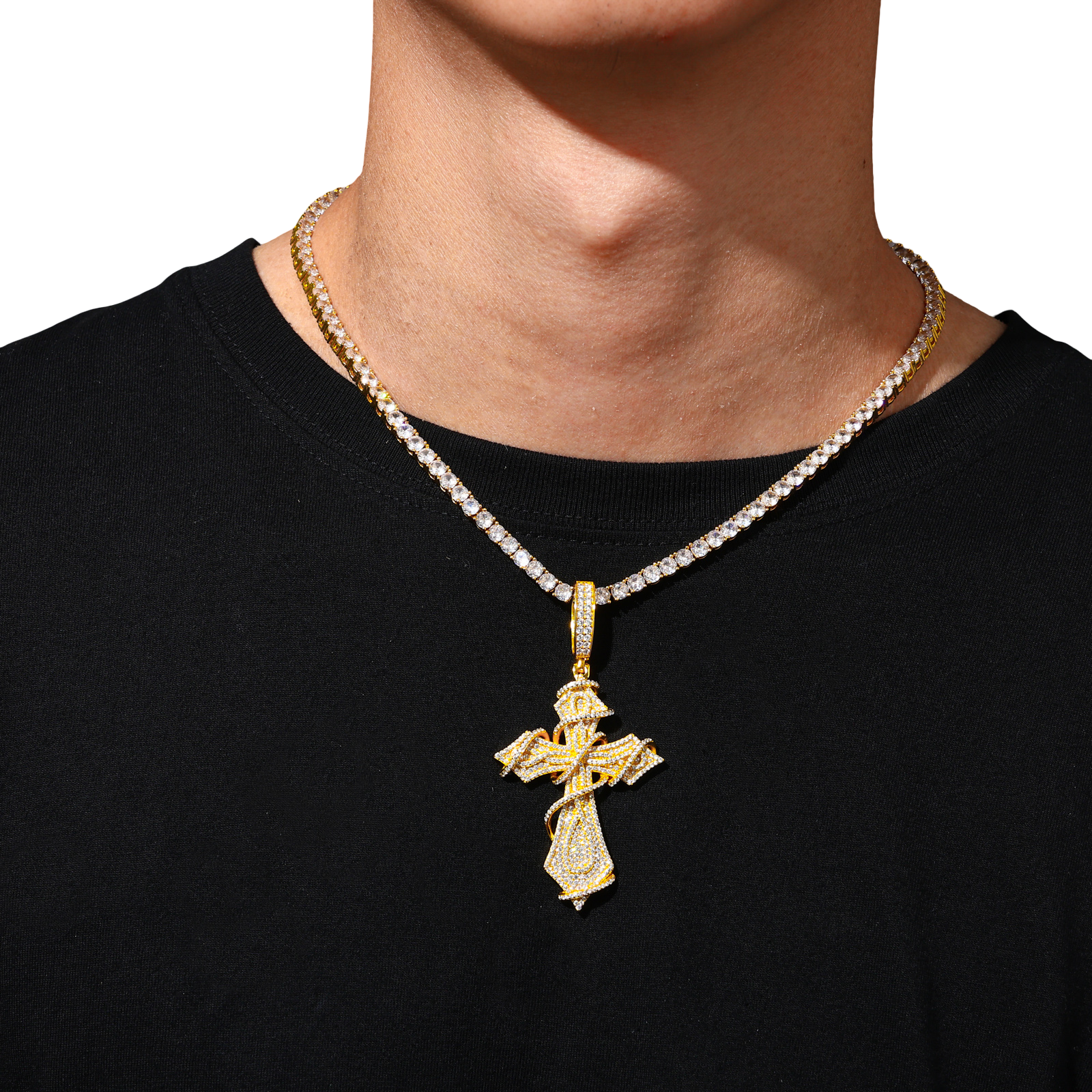 VVS RIBBON CROSS PENDANT
