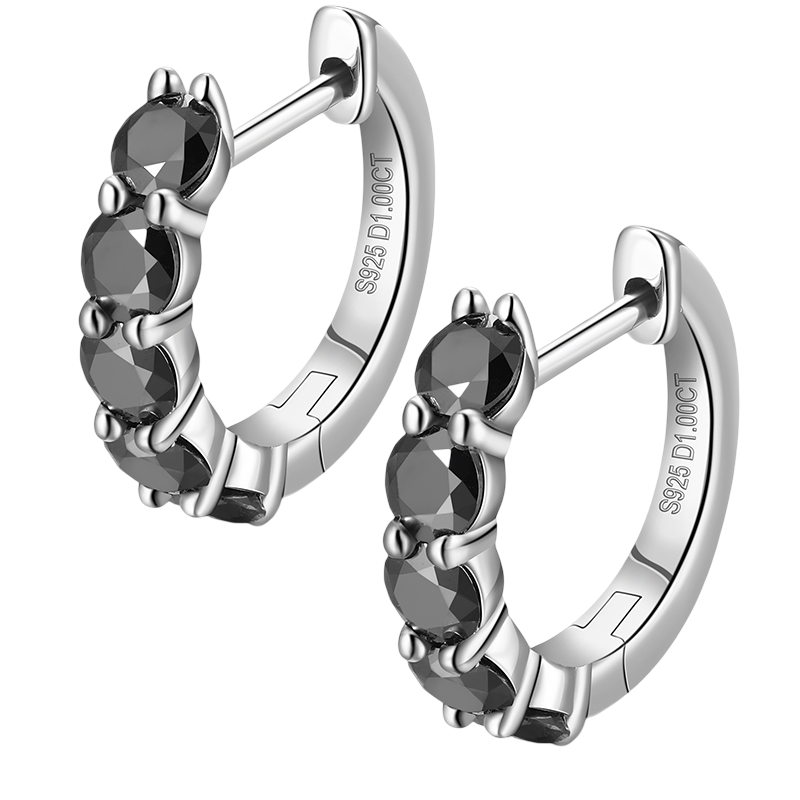 BLACK HALF-ICED EARRINGS
